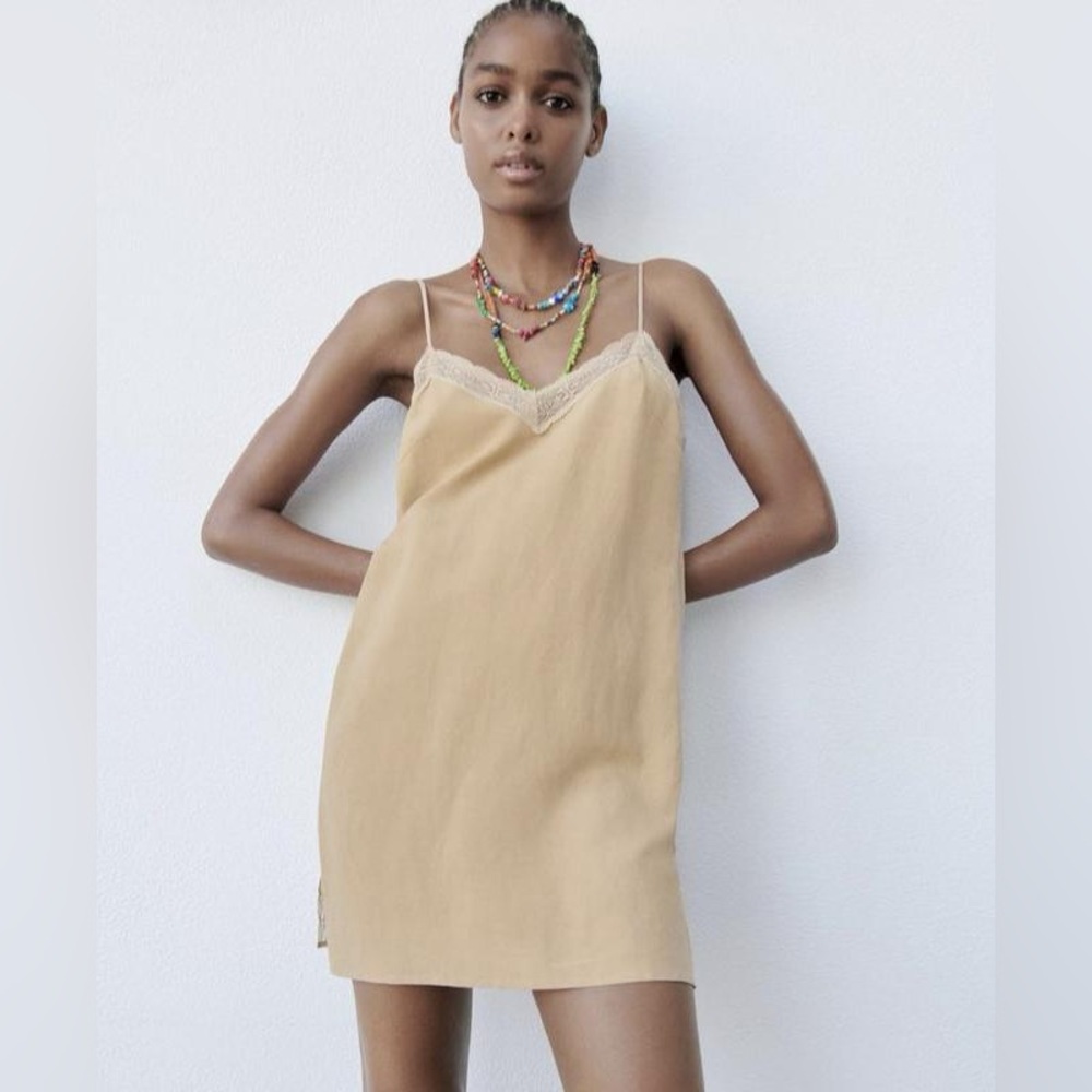 Zara Tan Slip Dress NWT